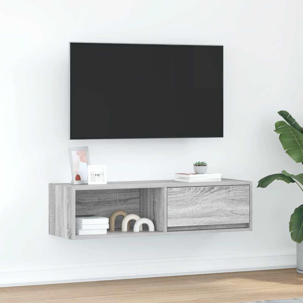 Tv-Bord 60X31X25,5 Cm Konstrueret Træ - 1 / 100 cm / Grå sonoma-eg