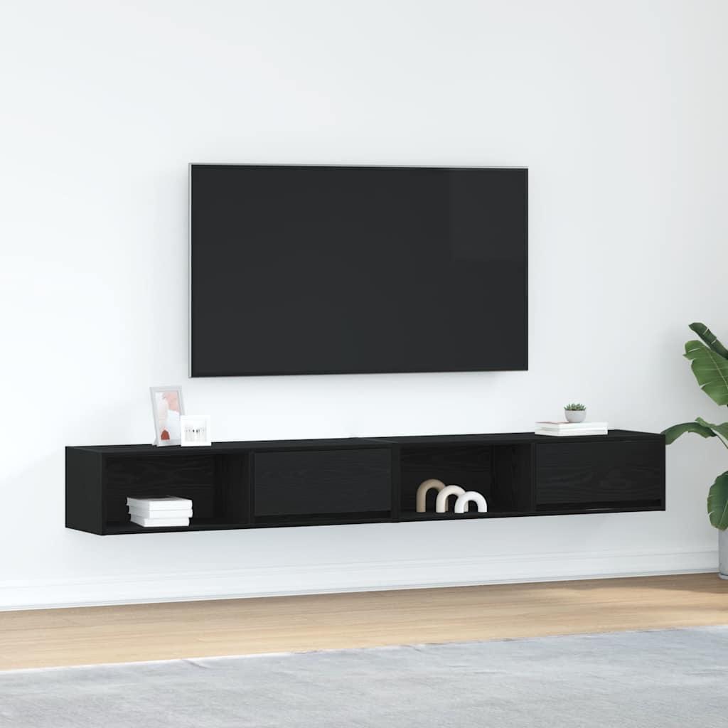 Tv-borde 2 stk. 100x31x25,5cm konstrueret træ sort egetræsfarve