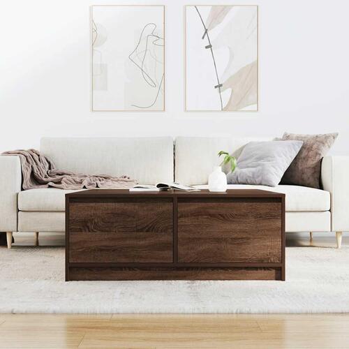 Sofabord med skuffer 100x100x40 cm brun egetræsfarve