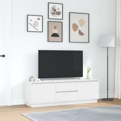Tv-bord med LED-lys 160,5x41x50 cm hvid