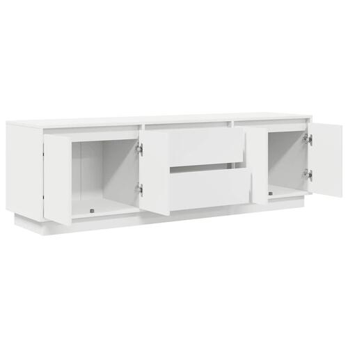 Tv-bord med LED-lys 160,5x41x50 cm hvid