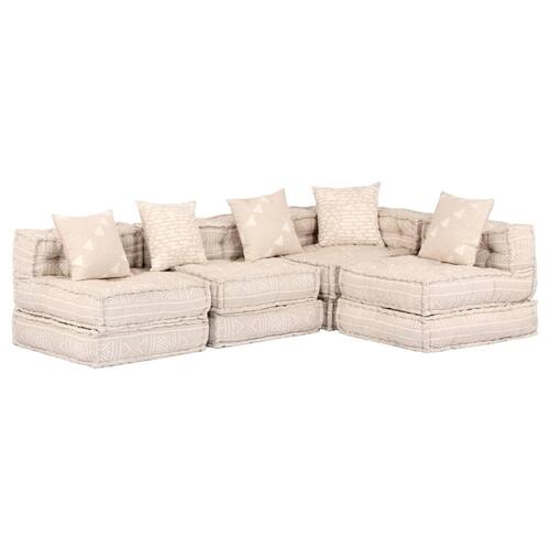 4-personers modulær puf stof beige