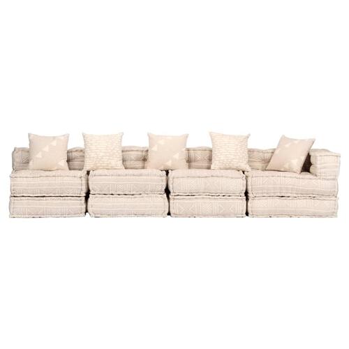 4-personers modulær puf stof beige