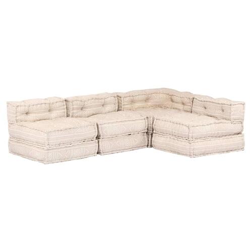 4-personers modulær puf stof beige
