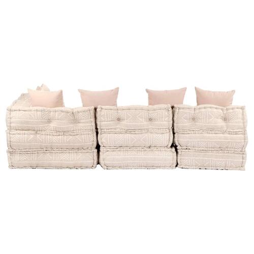 4-personers modulær puf stof beige