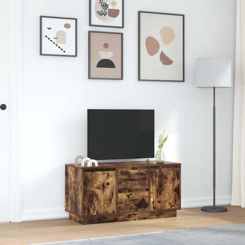 Tv-bord med LED-lys 100x41x50 cm røget egetræsfarve