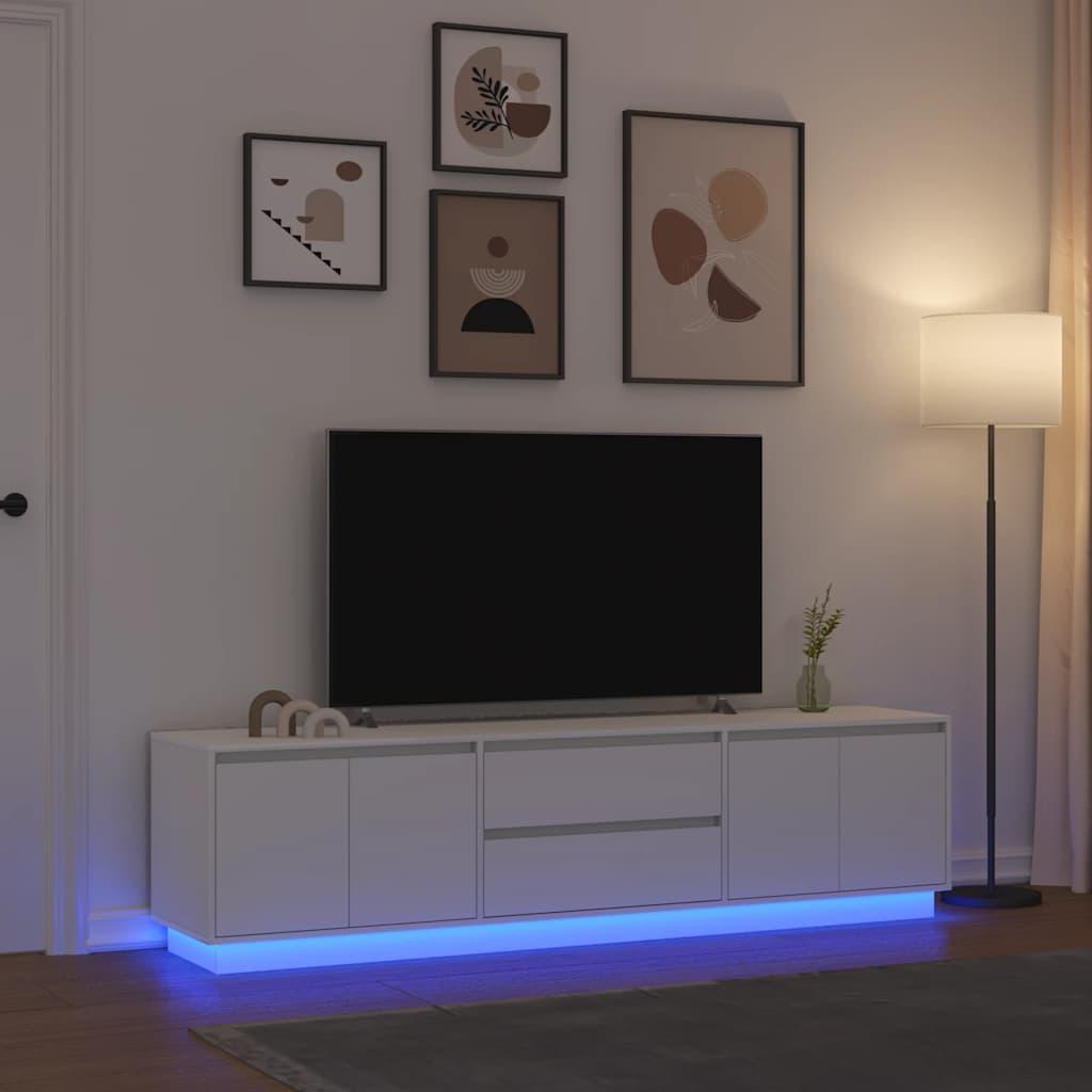 Tv-bord med LED-lys 193,5x41x50 cm hvid