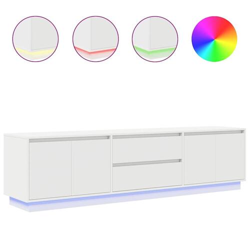 Tv-bord med LED-lys 193,5x41x50 cm hvid
