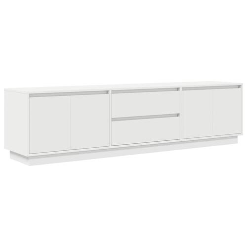 Tv-bord med LED-lys 193,5x41x50 cm hvid