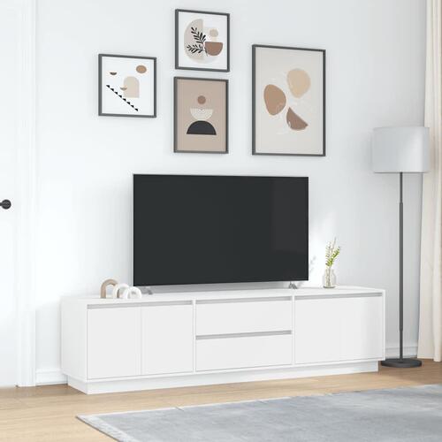 Tv-bord med LED-lys 193,5x41x50 cm hvid