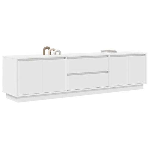Tv-bord med LED-lys 193,5x41x50 cm hvid