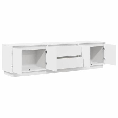 Tv-bord med LED-lys 193,5x41x50 cm hvid