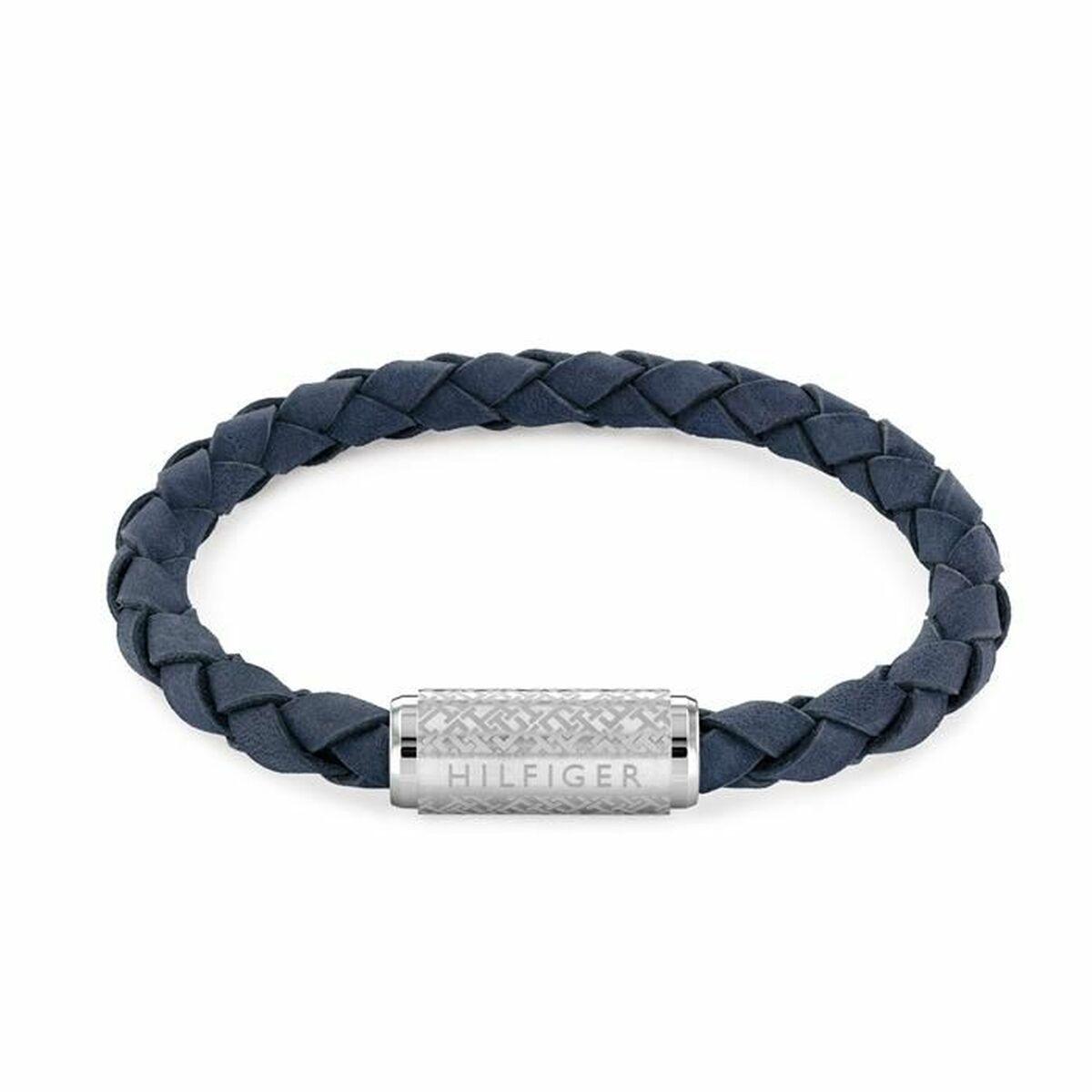 Tommy Hilfiger armbånd til mænd - blå læder, 21 cm