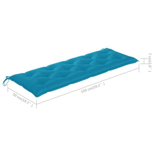 Hynde til havebænk 150x50x7 cm stof lyseblå