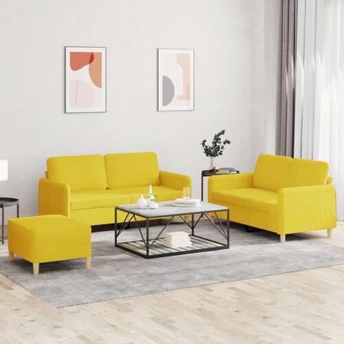 3 personers sofa med hynder stof lysegul