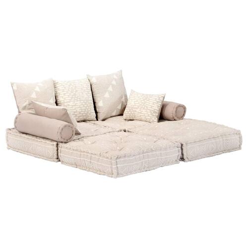 2-personers modulær puf stof beige