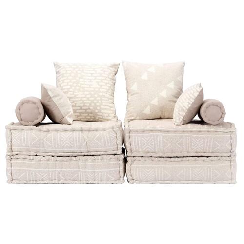2-personers modulær puf stof beige