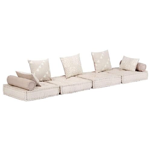 2-personers modulær puf stof beige