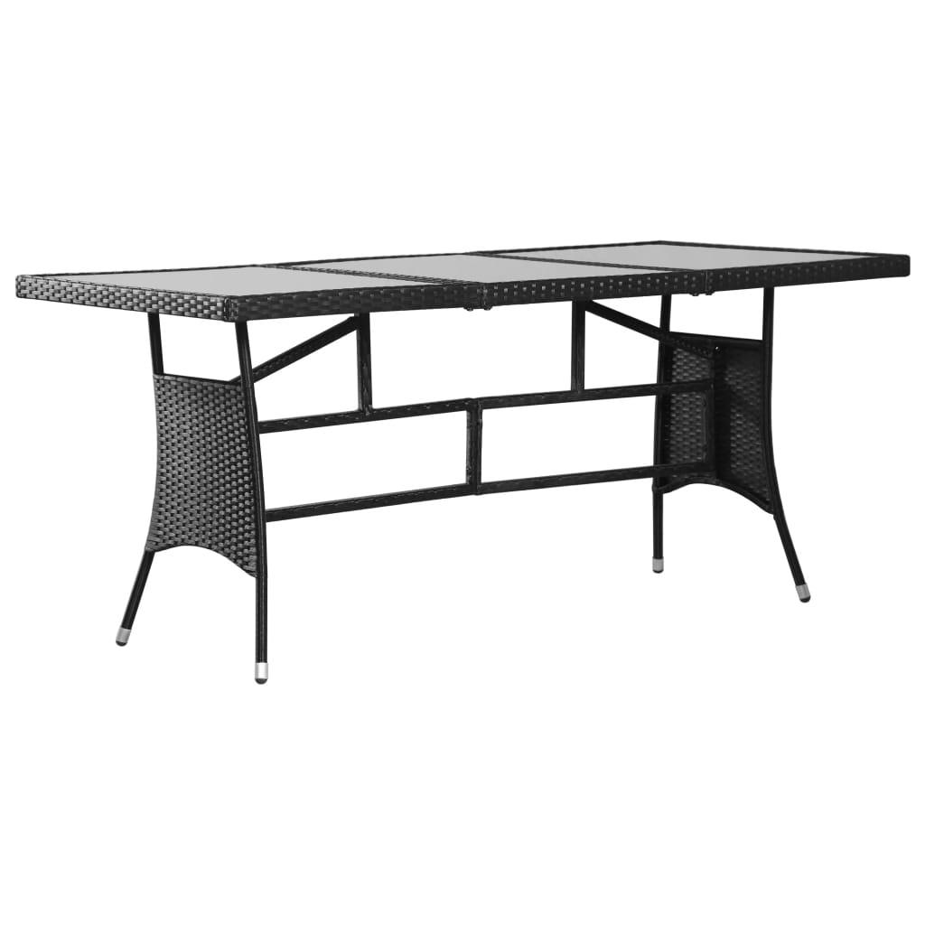 Havebord 170x80x74 cm polyrattan sort billede