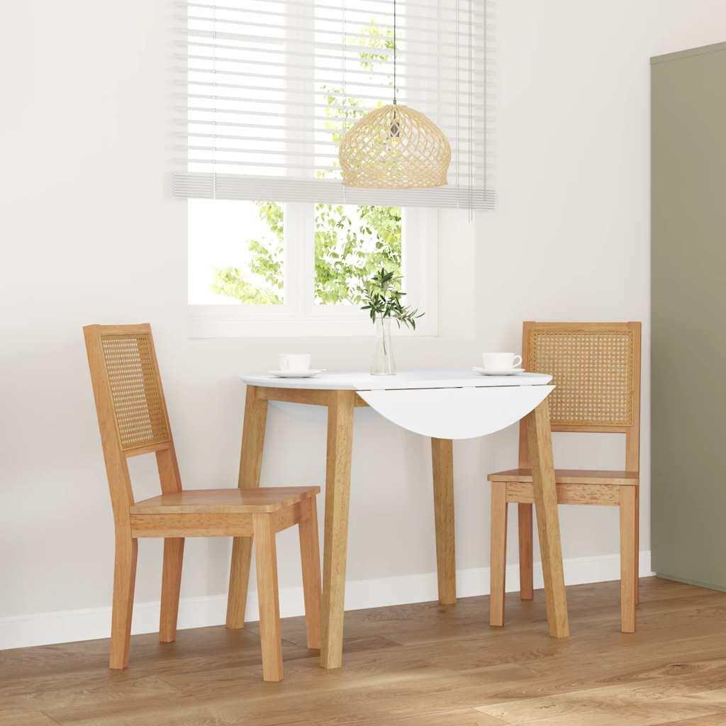 Spisebordsstole Med Hynder Massivt Gummitræ - Hvid og grå