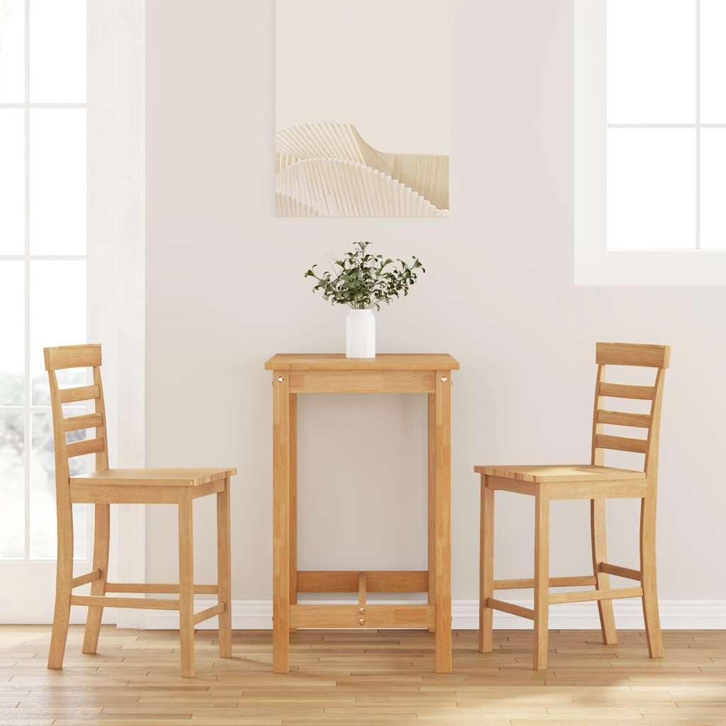 Barstole 2 stk. massivt gummitræ naturfarvet billede