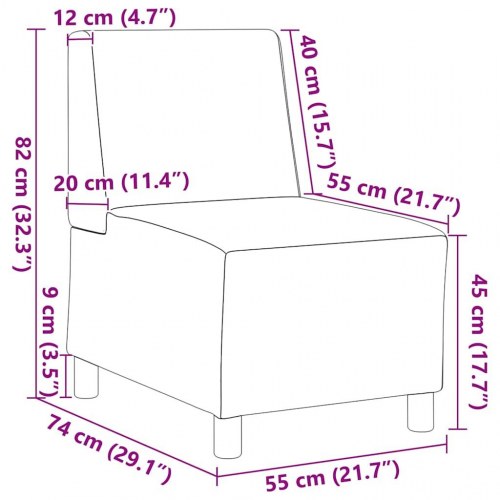 Modulær sofa uden armlæn sort 55 cm stof