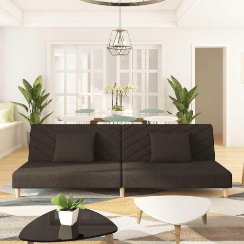 2-personers sovesofa med 2 puder - brun