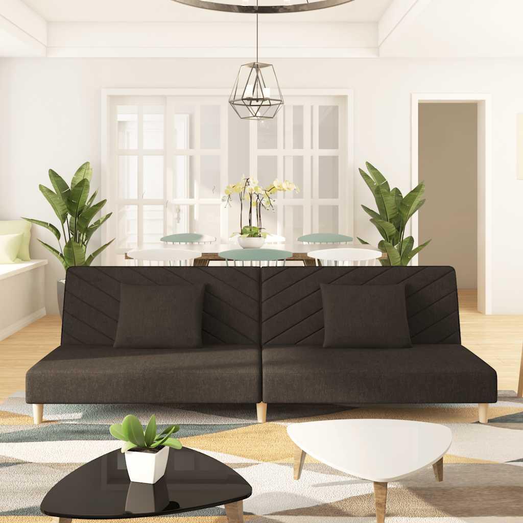 2-Personers Sovesofa Med 2 Puder Stof - Brun / Uden armlæn