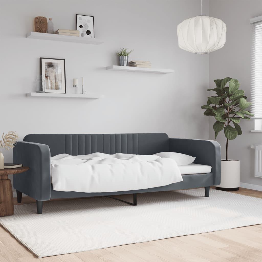 Daybed 90x190 cm velour mørkegrå billede