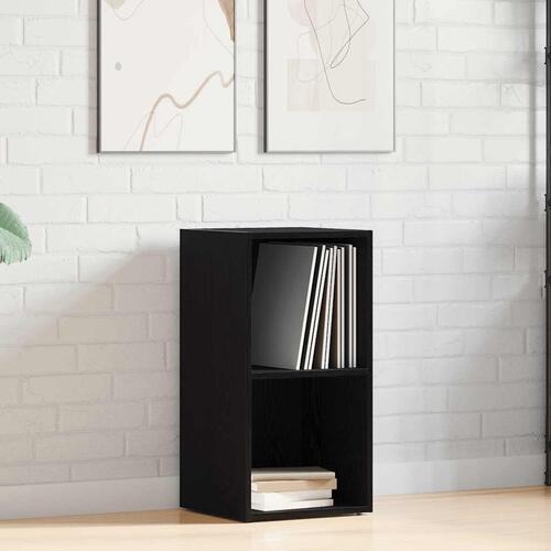 LP-opbevaringsboks 71x34x36 cm konstrueret træ sort-eg
