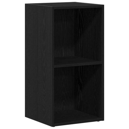 LP-opbevaringsboks 71x34x36 cm konstrueret træ sort-eg