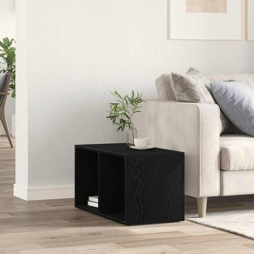 LP-opbevaringsboks 71x34x36 cm konstrueret træ sort-eg