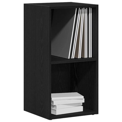 LP-opbevaringsboks 71x34x36 cm konstrueret træ sort-eg