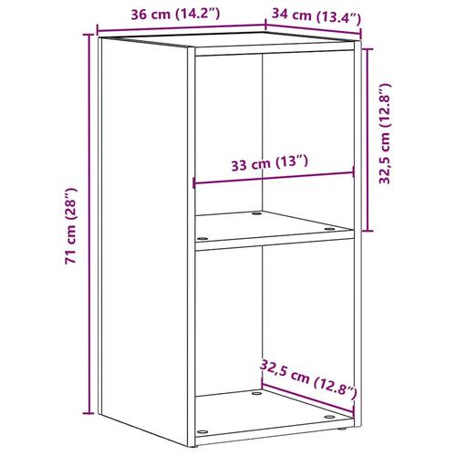 LP-opbevaringsboks 71x34x36 cm konstrueret træ sort-eg