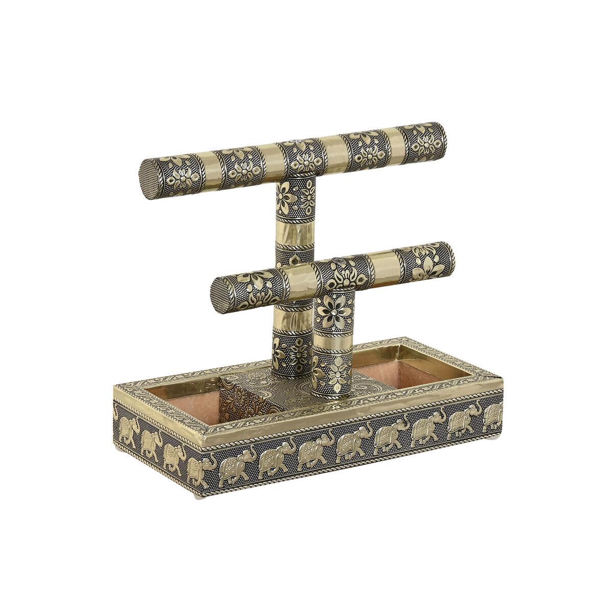 Smykkeskrin - Hvid/Champagne, træ og aluminium, 20 × 10 × 18 cm