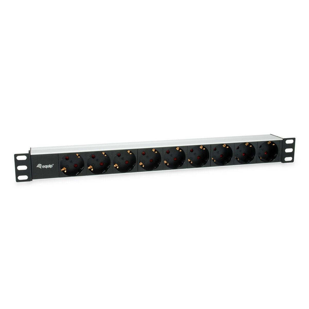 Equip 333282 strømfordeler med 9 Schuko-udtag, 1U rack