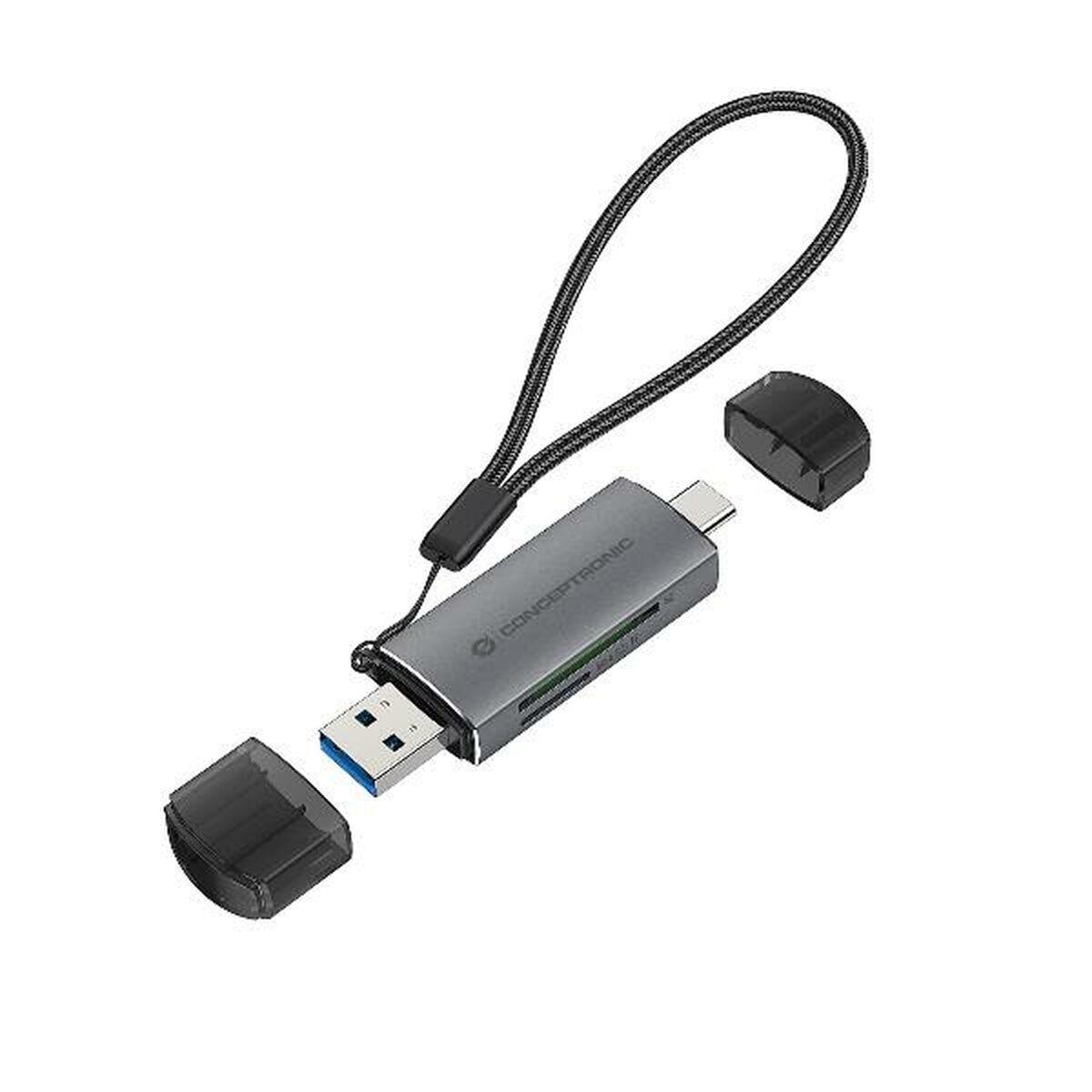 Hukommelseskortlæser USB Conceptronic - grå billede