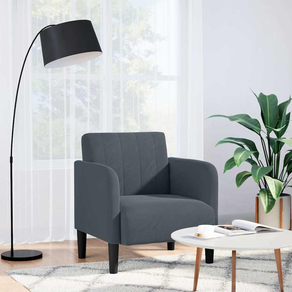 Sofastol med armlæn 54 cm fløjl mørkegrå