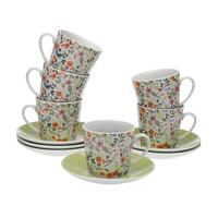 Sæt med kopper og underkopper Versa Porcelæn Cvetlice