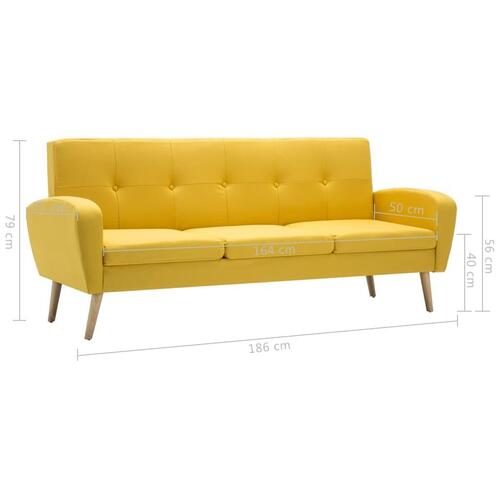 3-personers sofa stof gul