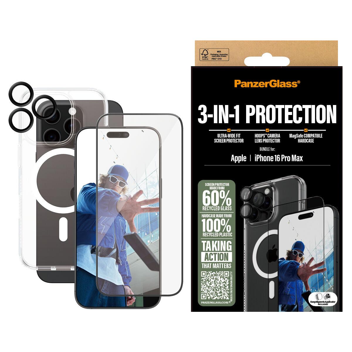 PanzerGlass 3-in-1 Protection Bundle iPhone 16 Pro Max Skærmbeskytter
