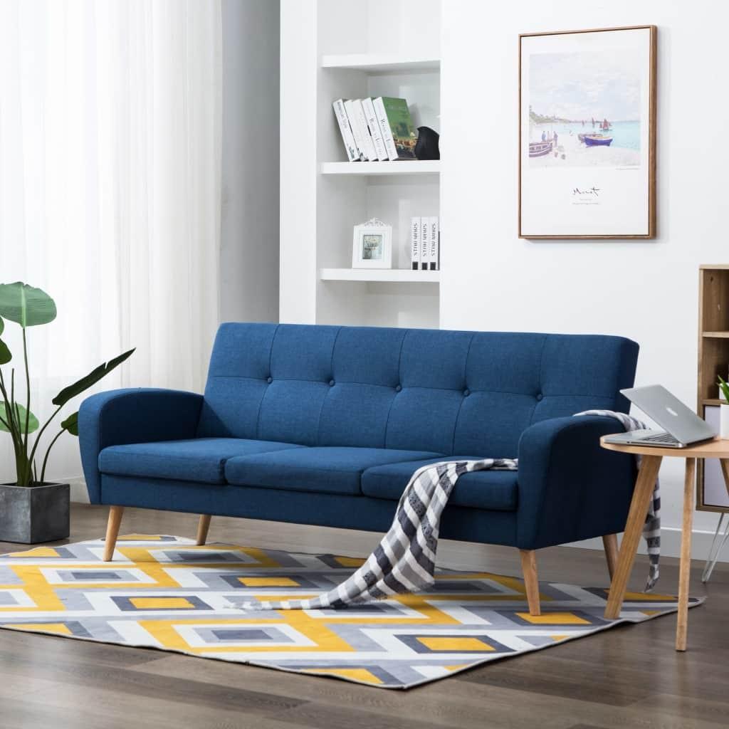 3-personers sofa i stof blå