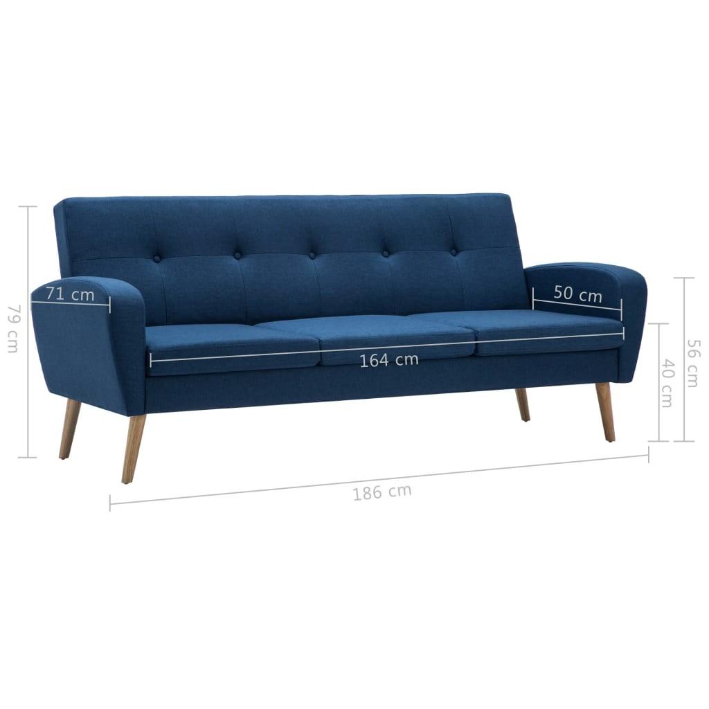 3-personers sofa i stof blå