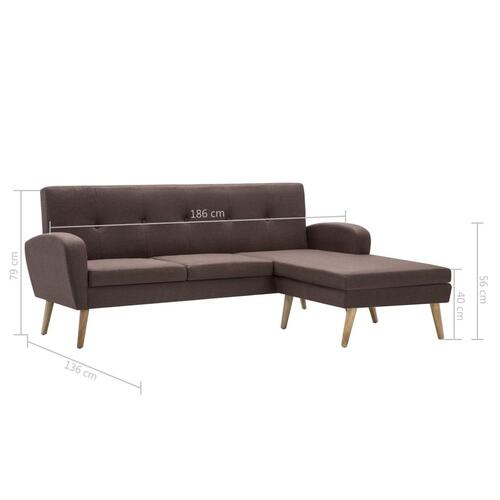 Chaiselong sofa stofbeklædning 186 x 136 x 79 cm brun