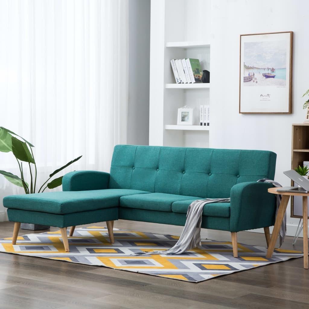 Chaiselong sofa stofbetræk 186 x 136 x 79 cm grøn