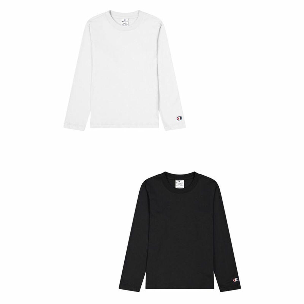 Champion langærmet T-shirt til mænd - 2-pak, XL, hvid/sort