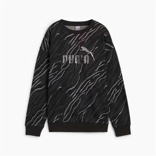 Sweaters uden Hætte til Kvinder Puma Essentials+ Animal Aop Crew Fl Mujer Sort XL