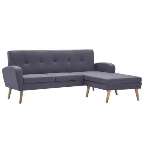 Chaiselong sofa i stofbetræk 186 x 136 x 79 cm lysegrå