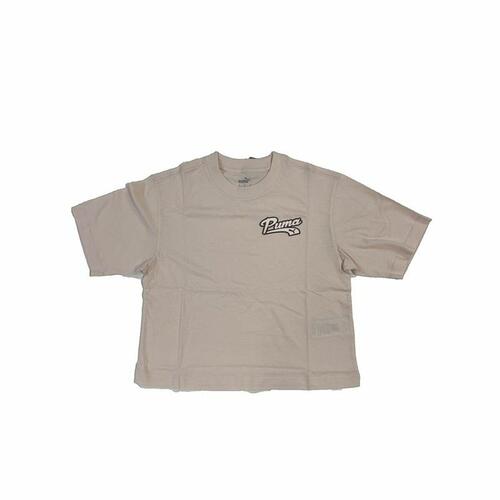 Kortærmet T-shirt til Kvinder Puma Puma Script Beige XS