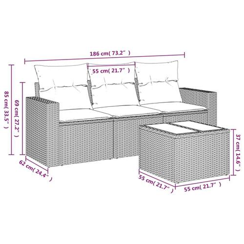 Sofasæt til haven 4 dele med hynder polyrattan beige